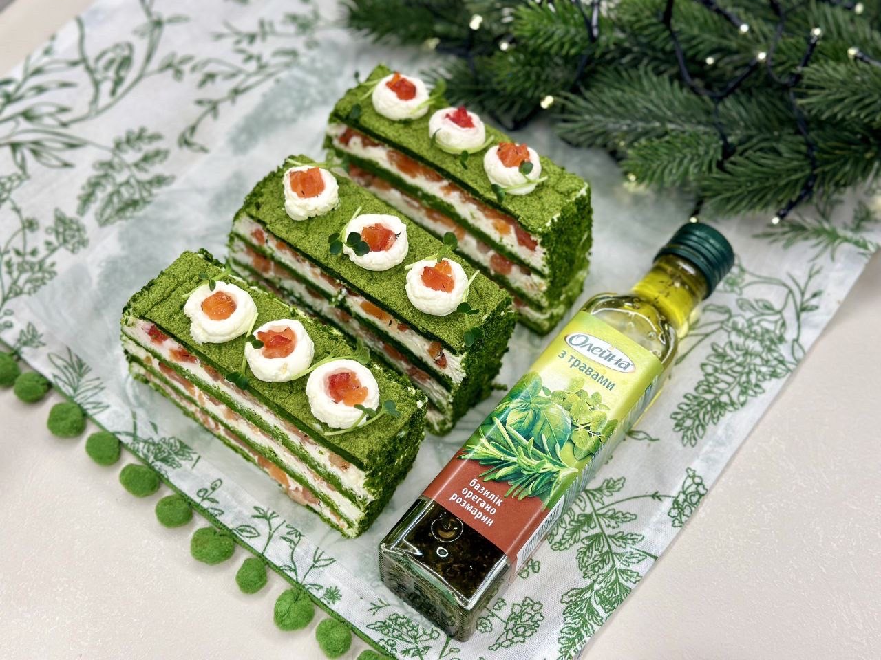 Рецепт шпинатного бісквіту з лососем