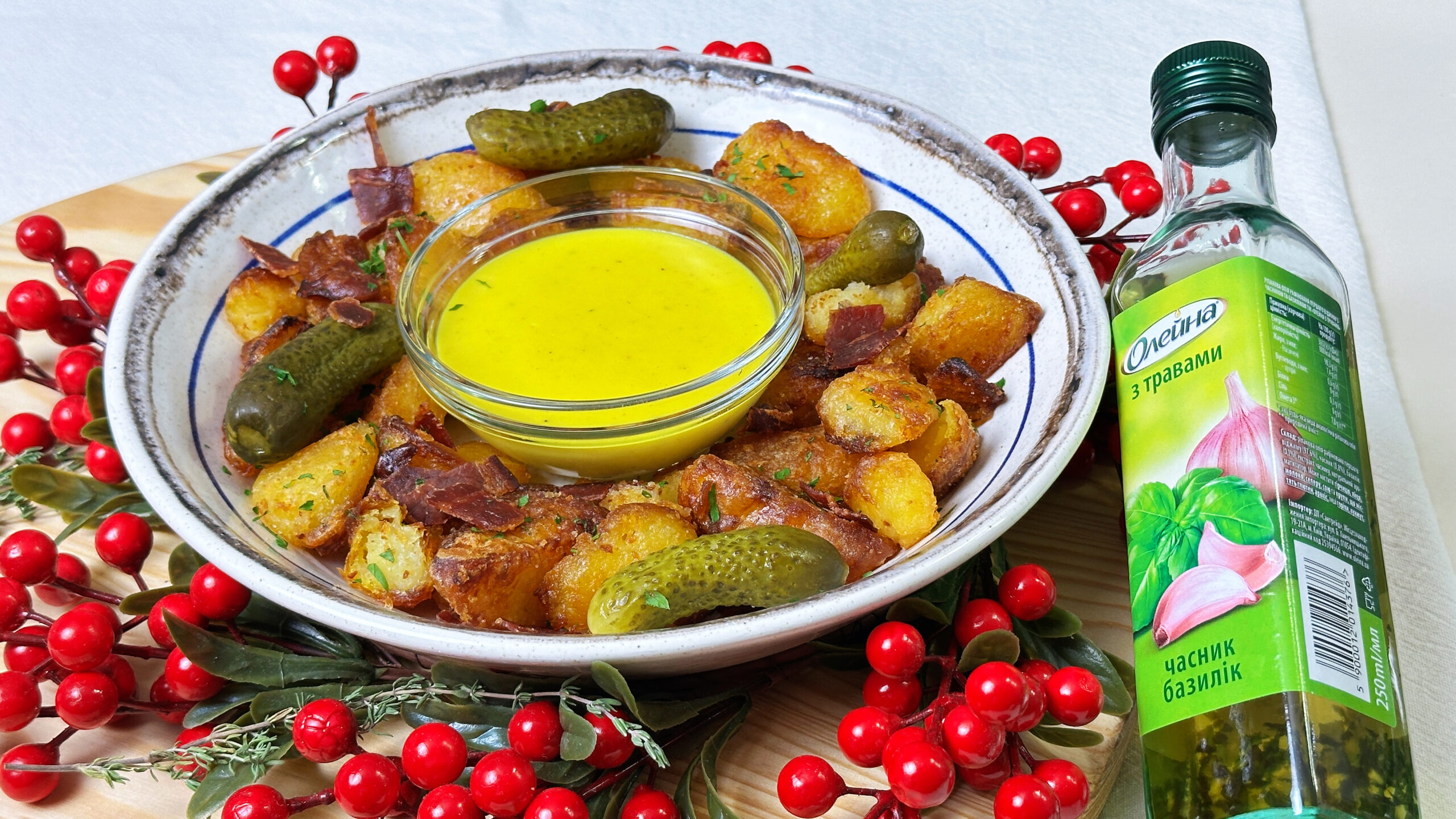 Рецепт Печеної хрумкої картоплі з сирним соусом